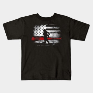 Baseball American Flag USA Patriotic Player Kids T-Shirt